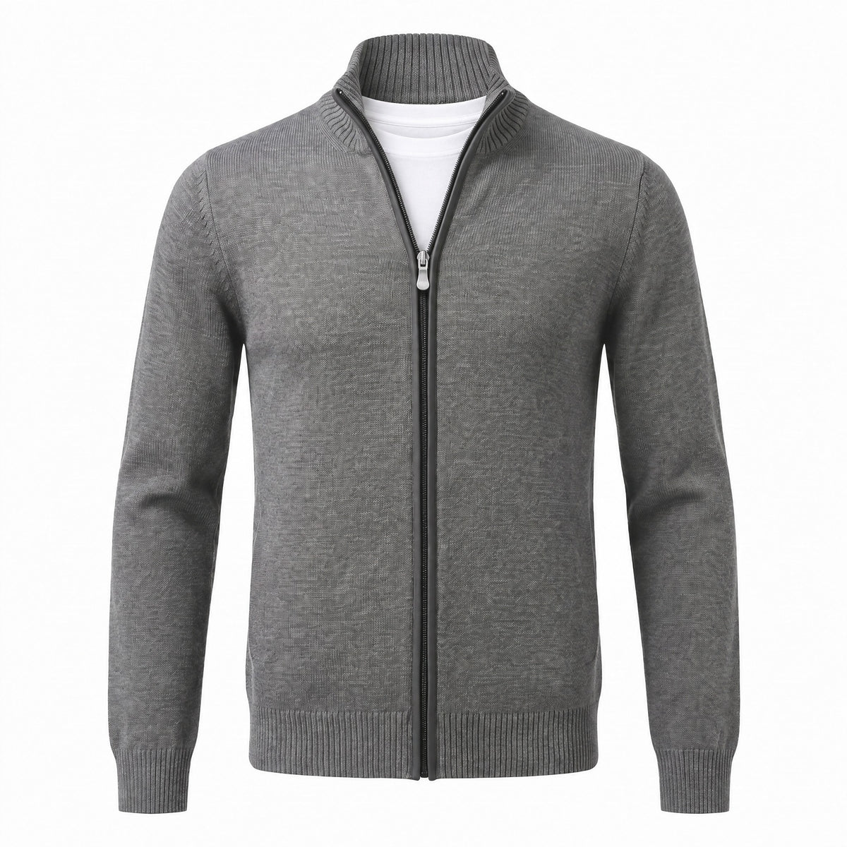 Gran Sasso Extra Fine Merino Wool Quarter-Zip Sweater in Md Gray