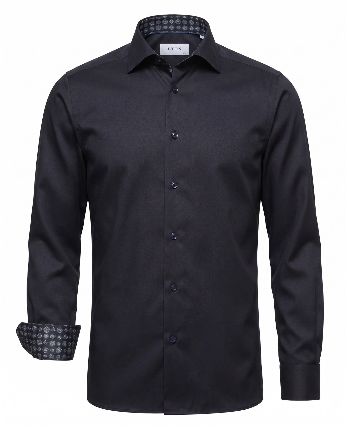 Eton Geometric Effect Signature Navy Twill Shirt in Contemporary Fit