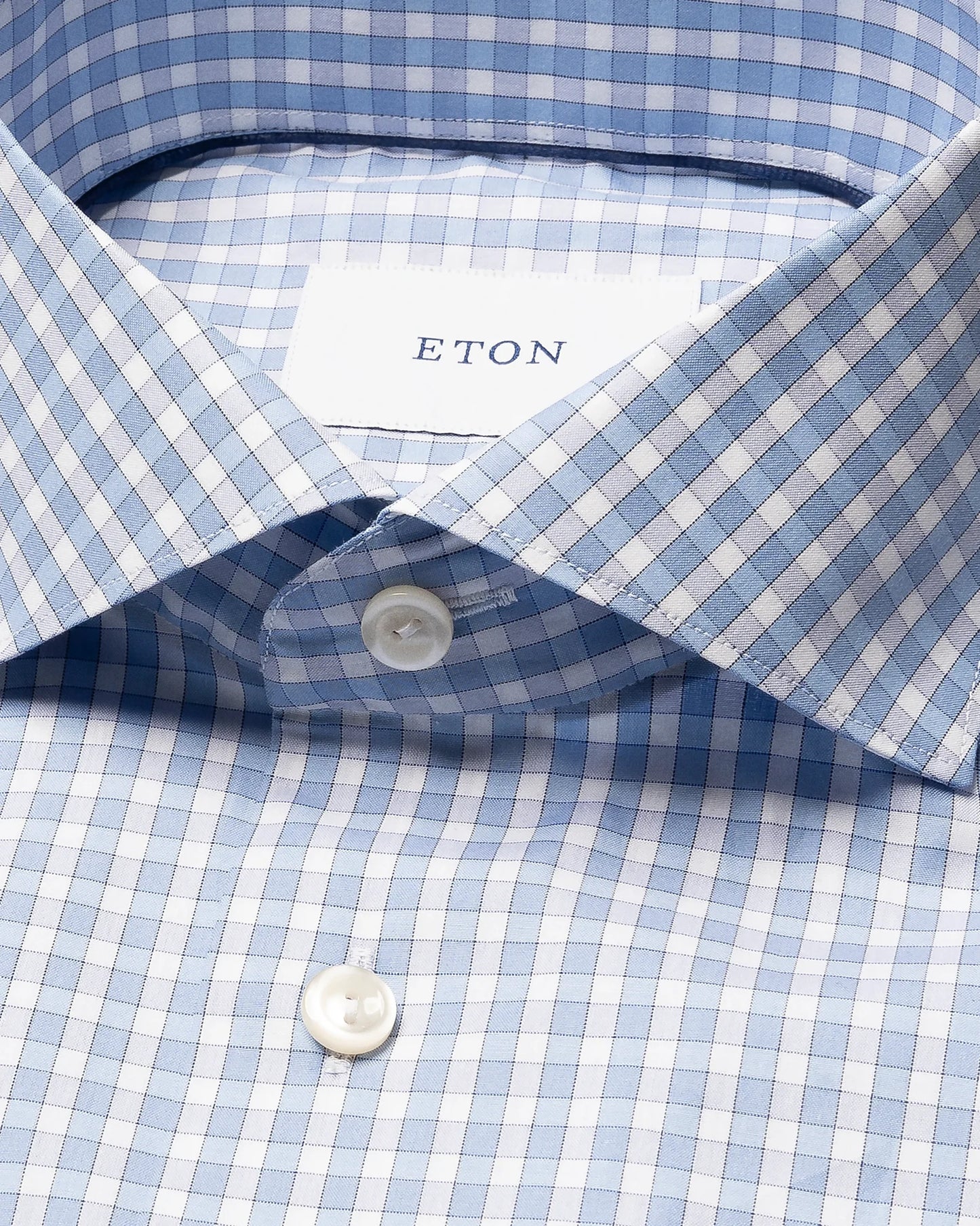 Eton Check Breeze Poplin Shirt Slim Fit in Blue