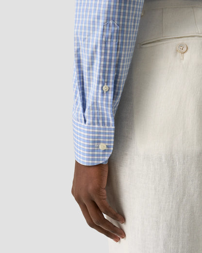 Eton Check Breeze Poplin Shirt Slim Fit in Blue