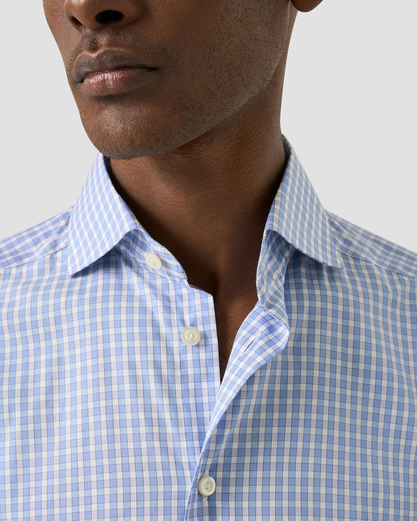 Eton Check Breeze Poplin Shirt Slim Fit in Blue