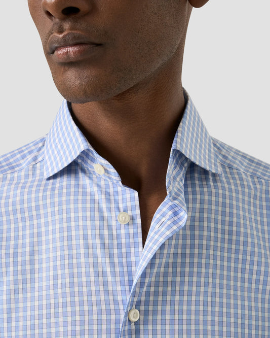 Eton Check Breeze Poplin Shirt Slim Fit in Blue