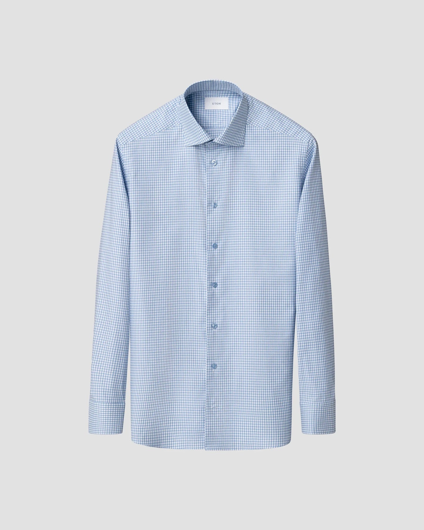 Eton Slim Check Cotton TENCEL™ Lyocell Shirt in Light Blue