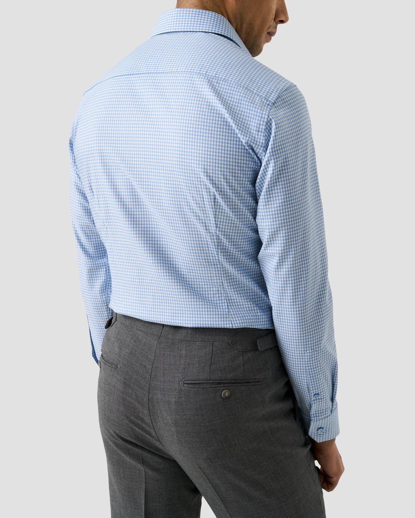 Eton Slim Check Cotton TENCEL™ Lyocell Shirt in Light Blue