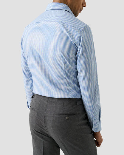 Eton Slim Check Cotton TENCEL™ Lyocell Shirt in Light Blue