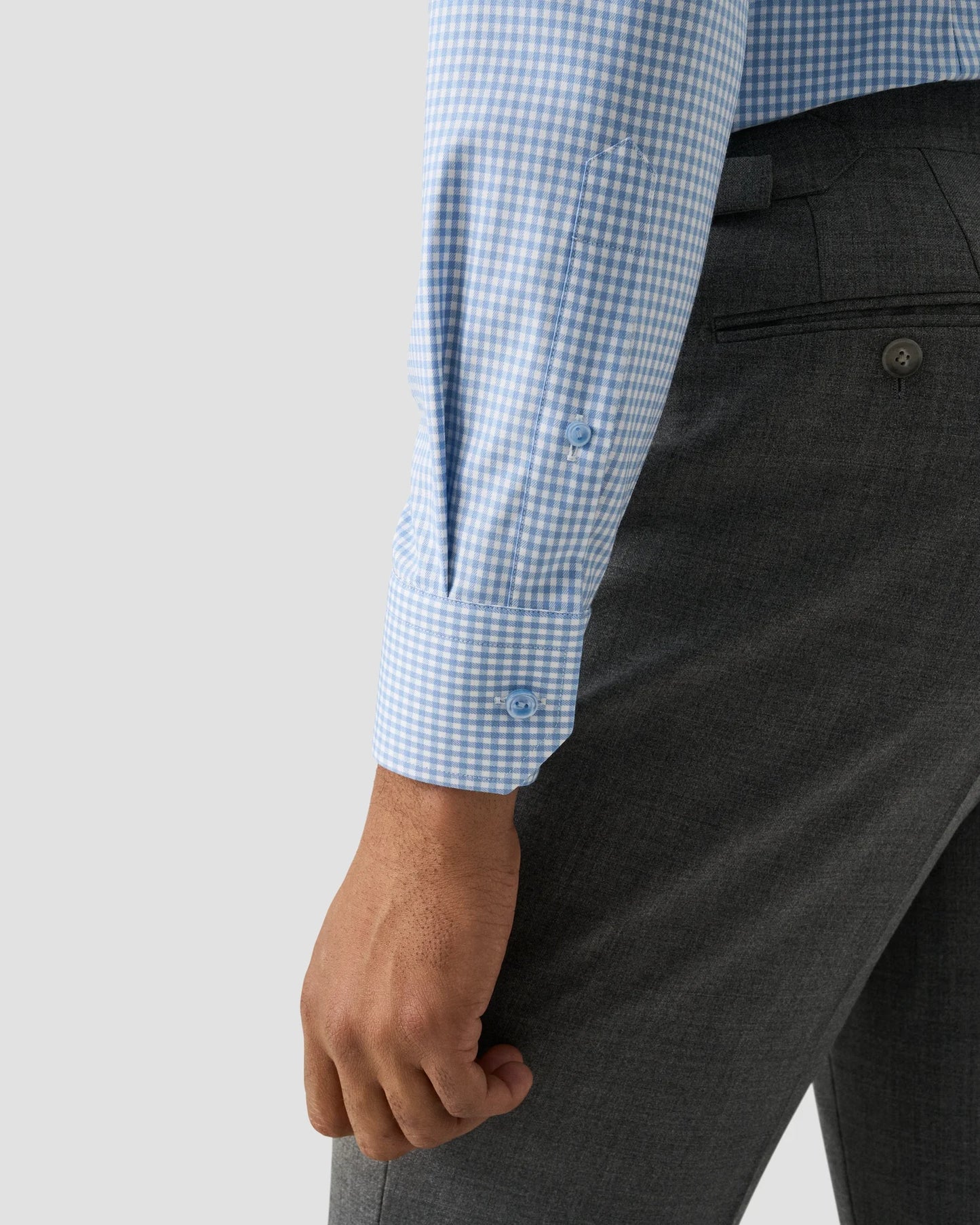 Eton Slim Check Cotton TENCEL™ Lyocell Shirt in Light Blue