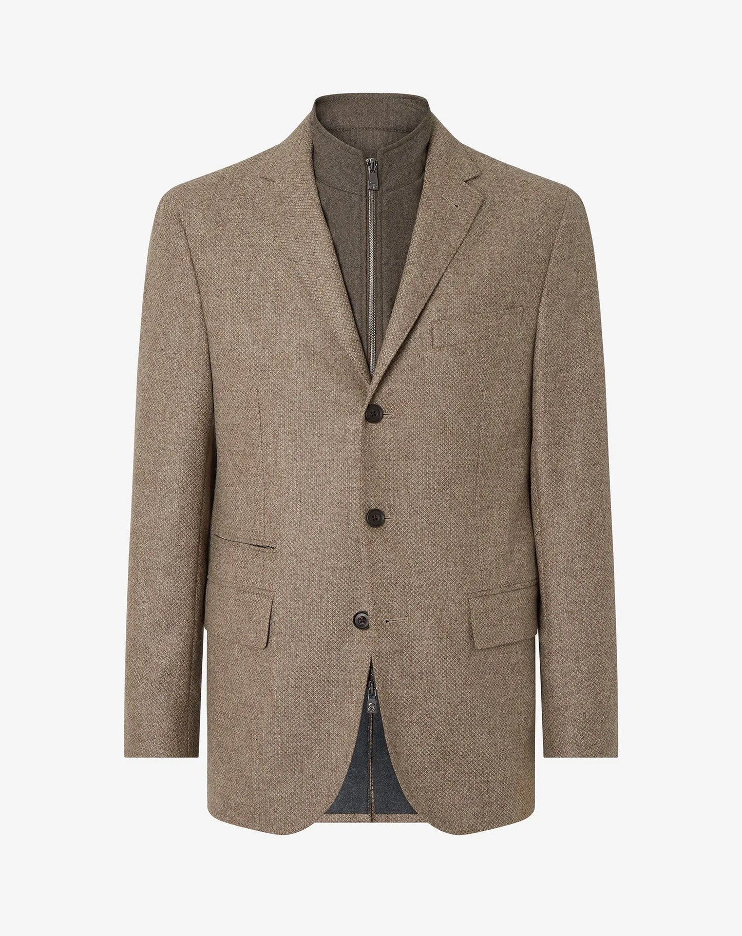 Corneliani ID Jacket  Wool and Cashmere Jacket with detachable vest-Light Brown