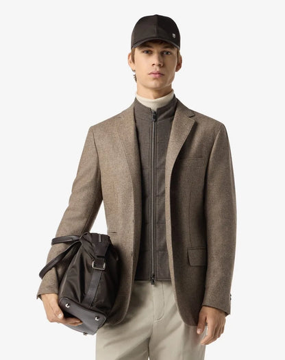 Corneliani ID Jacket  Wool and Cashmere Jacket with detachable vest-Light Brown