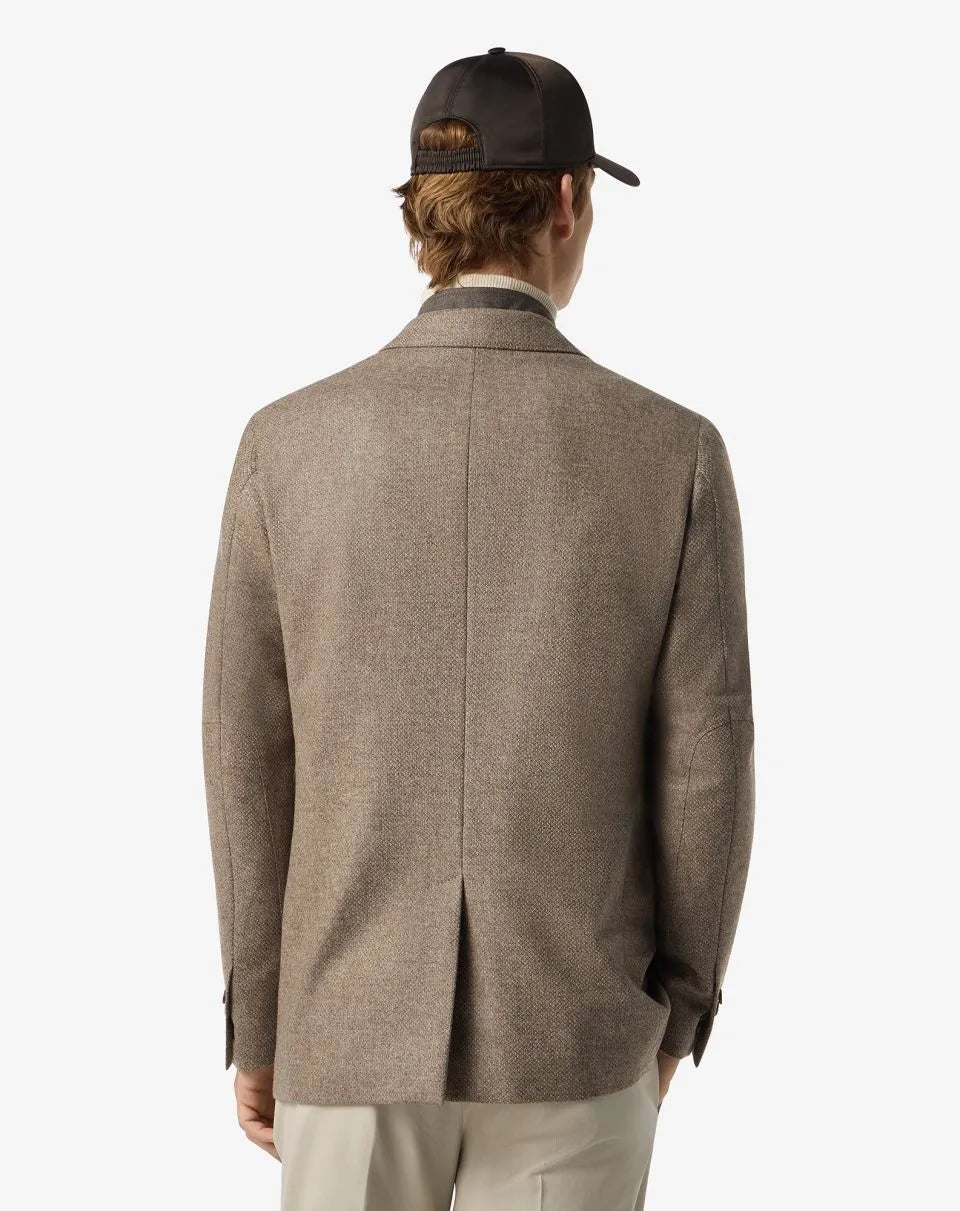 Corneliani ID Jacket  Wool and Cashmere Jacket with detachable vest-Light Brown