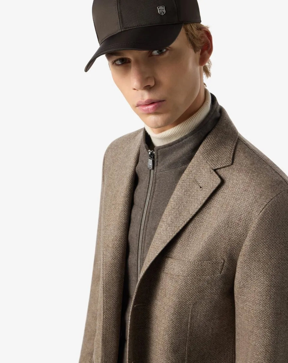 Corneliani ID Jacket  Wool and Cashmere Jacket with detachable vest-Light Brown