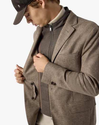 Corneliani ID Jacket  Wool and Cashmere Jacket with detachable vest-Light Brown