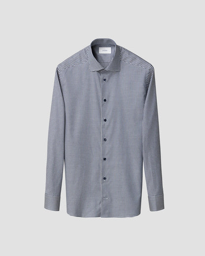 Eton Slim Check Cotton TENCEL™ Lyocell Shirt in Navy Blue