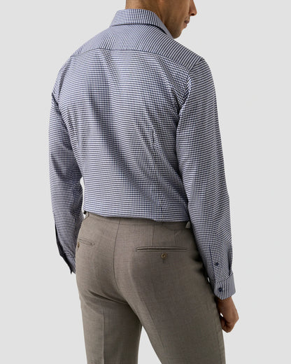 Eton Slim Check Cotton TENCEL™ Lyocell Shirt in Navy Blue