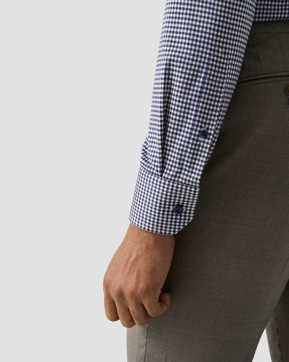 Eton Slim Check Cotton TENCEL™ Lyocell Shirt in Navy Blue