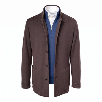 Fradi Wool and Cotton Jersey Billionaire Jacket in Plum