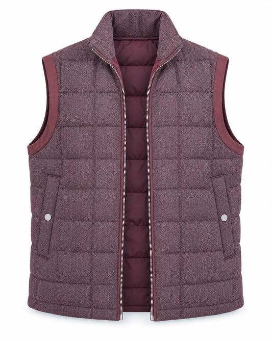 Pal Zileri Reversible Quilted Vest in Burgundy