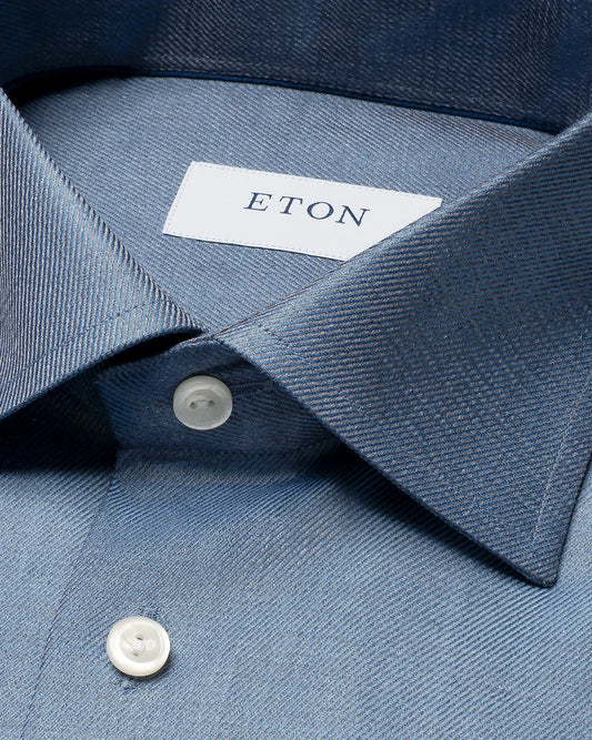 Eton Mélange Solid Cotton TENCEL™ Lyocell Shirt – Blue