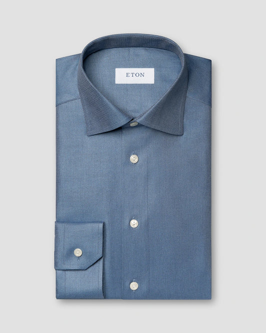 Eton Mélange Solid Cotton TENCEL™ Lyocell Shirt – Blue