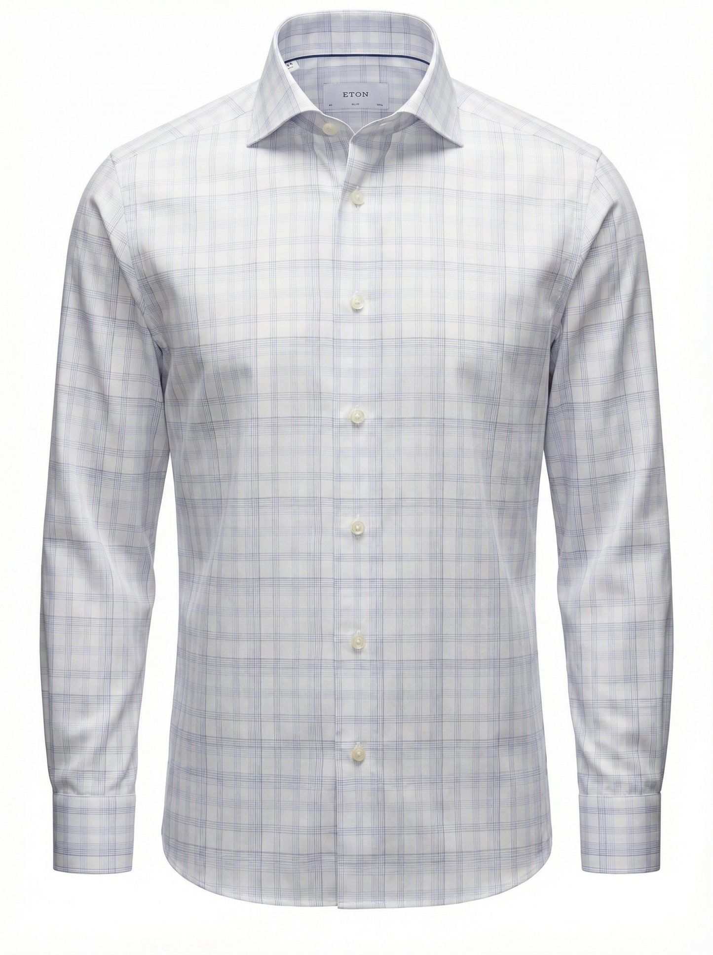 Eton Check Breeze Poplin Shirt Slim Fit in Light Blue