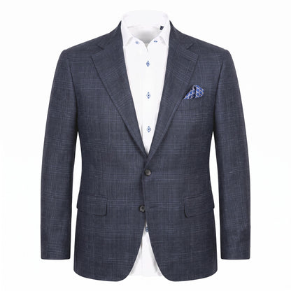 Canali Kei Model Wool Silk and Linen Sport Coat in Navy
