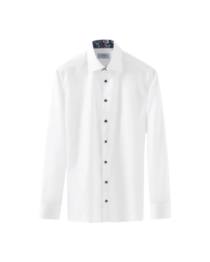 Eton Floral Effect Signature Twill Sport Shirt in White