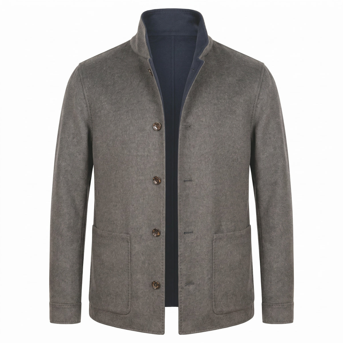 Gimo’s Ultra-Soft Double-Faced Wool Reversible Coat – Navy Blue