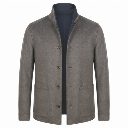 Gimo’s Ultra-Soft Double-Faced Wool Reversible Coat – Navy Blue