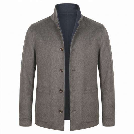 Gimo’s Ultra-Soft Double-Faced Wool Reversible Coat – Navy Blue