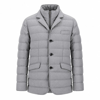 Herno Wool-Blend Down Jacket with Removable Bib-Light Gray