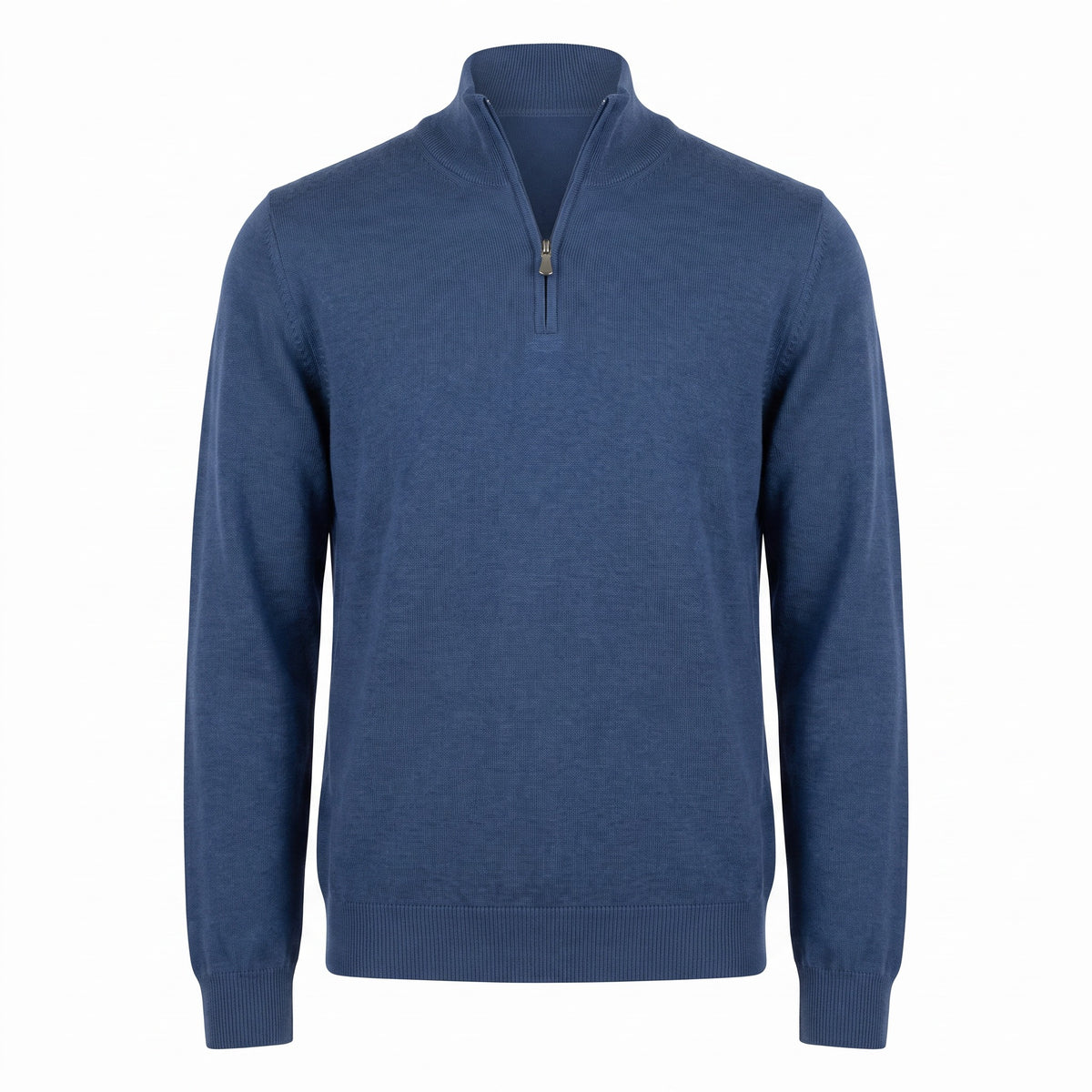 Gran Sasso Extra Fine Merino Wool Quarter-Zip Sweater in Mid Blue