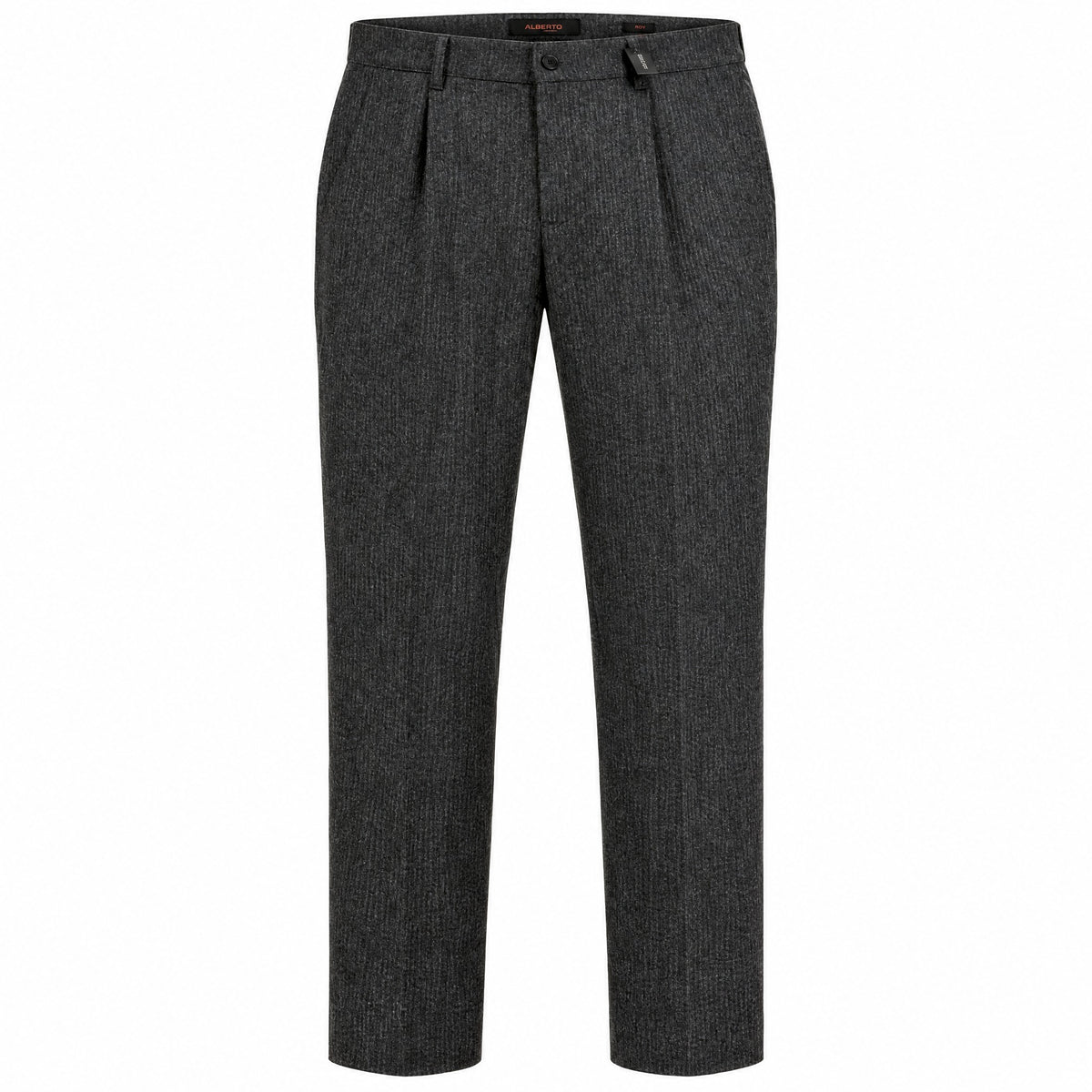 Alberto Lou Wool Striped Flannel Pants in Charcoal Gray