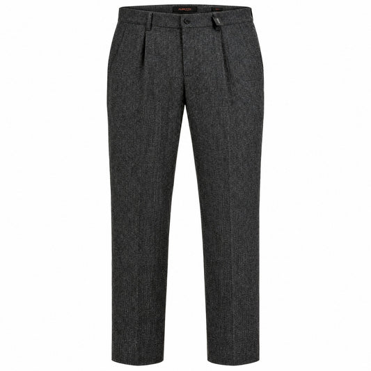 Alberto Lou Wool Striped Flannel Pants in Charcoal Gray