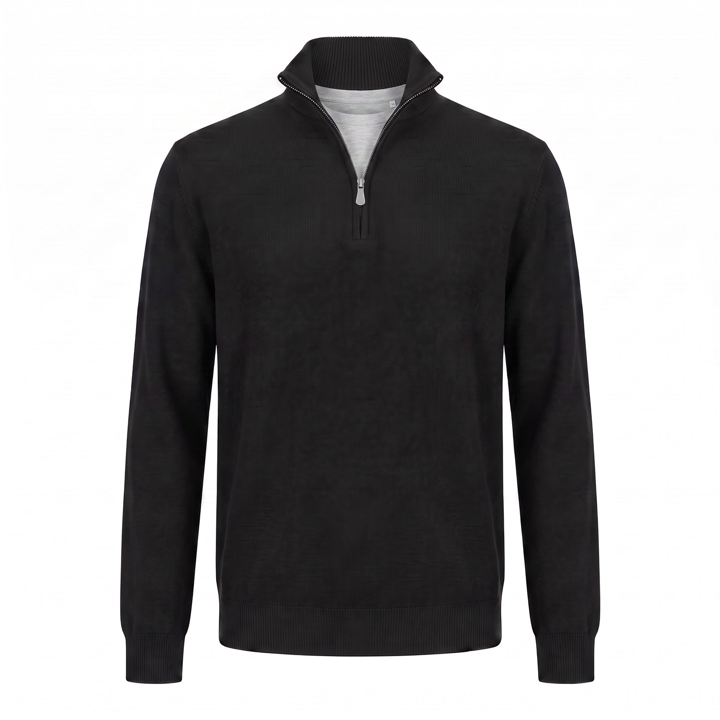 Gran Sasso 100% Cashmere Quarter-Zip Sweater in Black