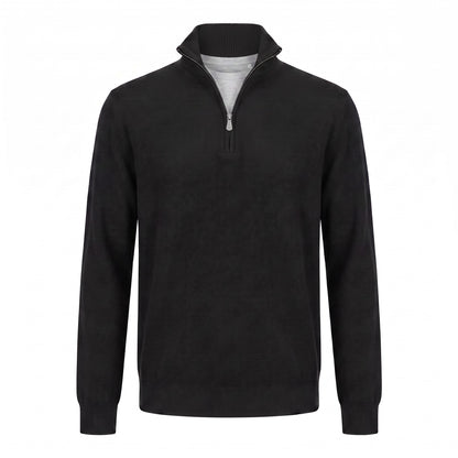 Gran Sasso 100% Cashmere Quarter-Zip Sweater in Black
