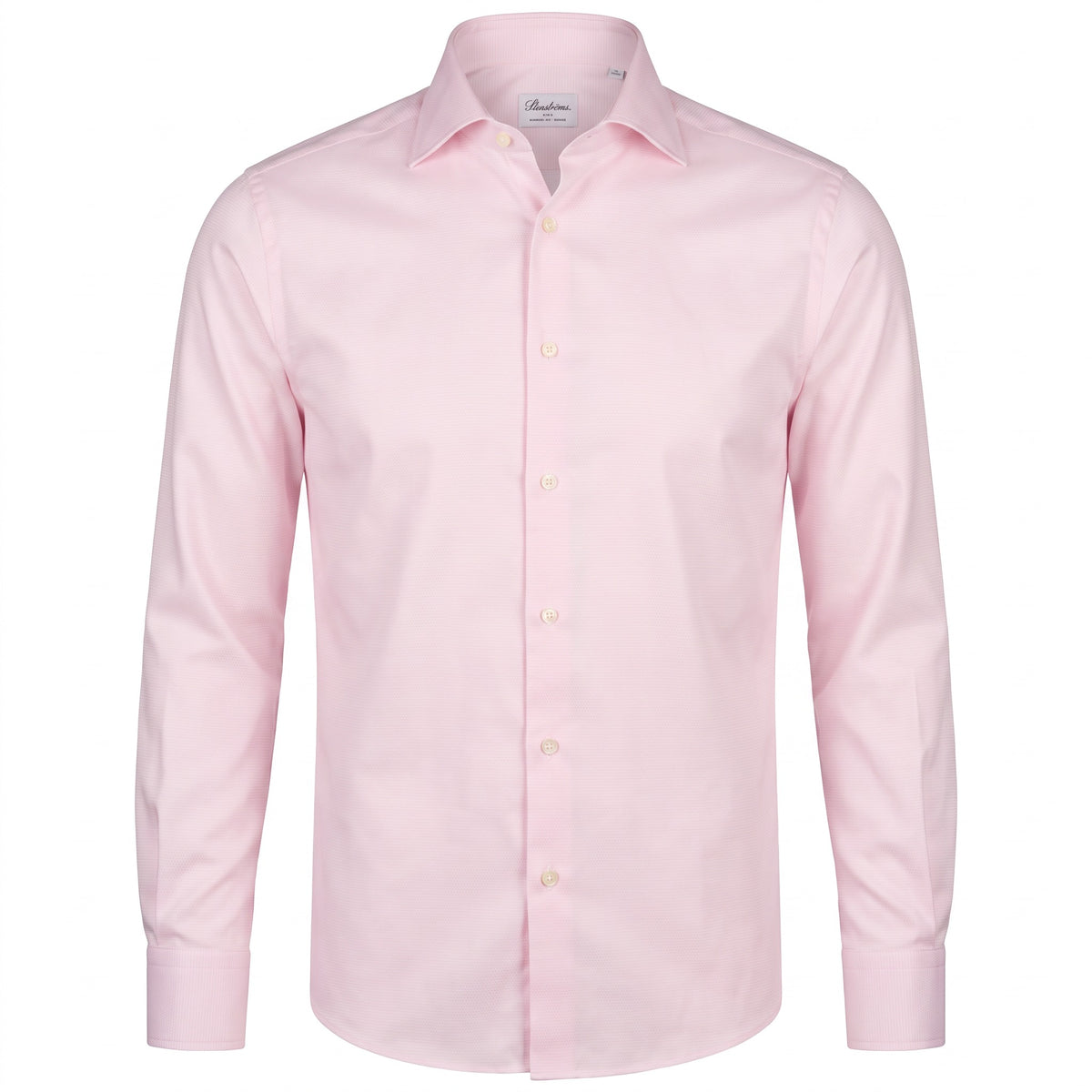 Stenströms Soft Pink Houndstooth Twill Shirt in Slim Fit