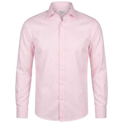 Stenströms Soft Pink Houndstooth Twill Shirt in Slim Fit