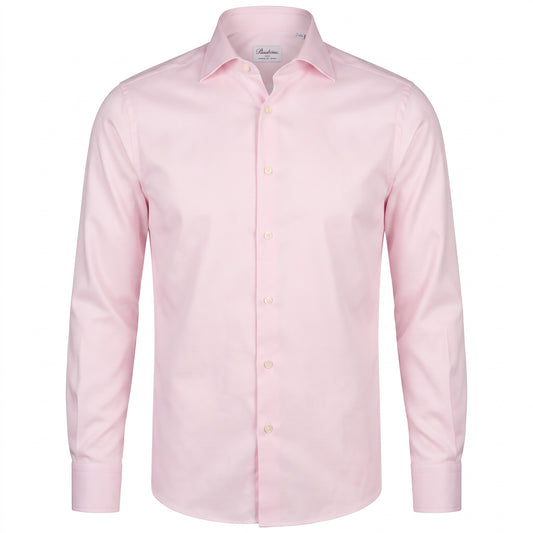 Stenströms Soft Pink Houndstooth Twill Shirt in Slim Fit