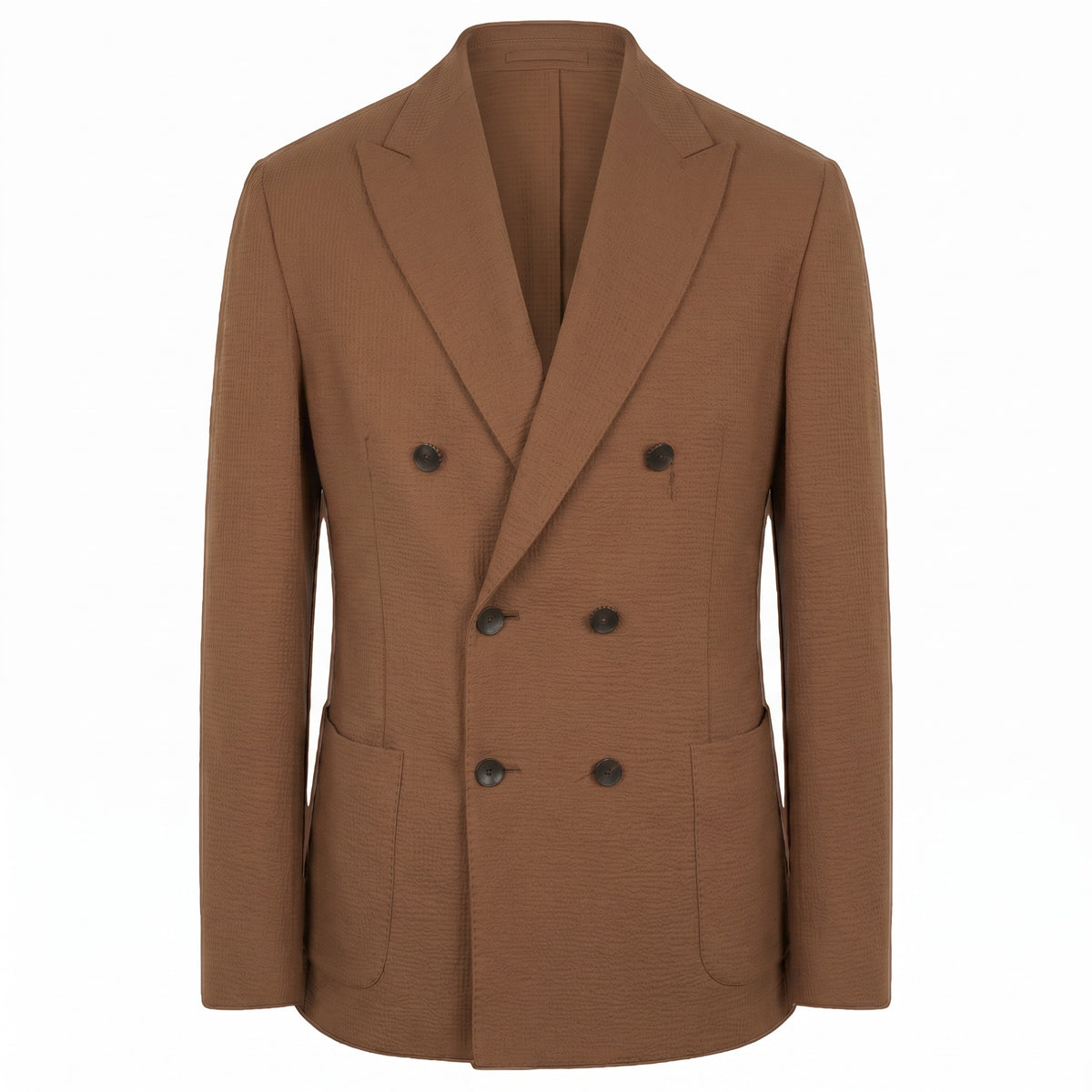 Fradi Super Light Double Breasted Seersucker Jersey Jacket in Mocha