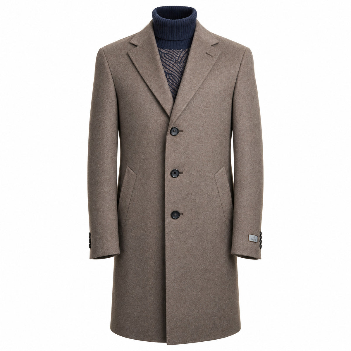 Canali Kei Wool Topcoat in Mushroom