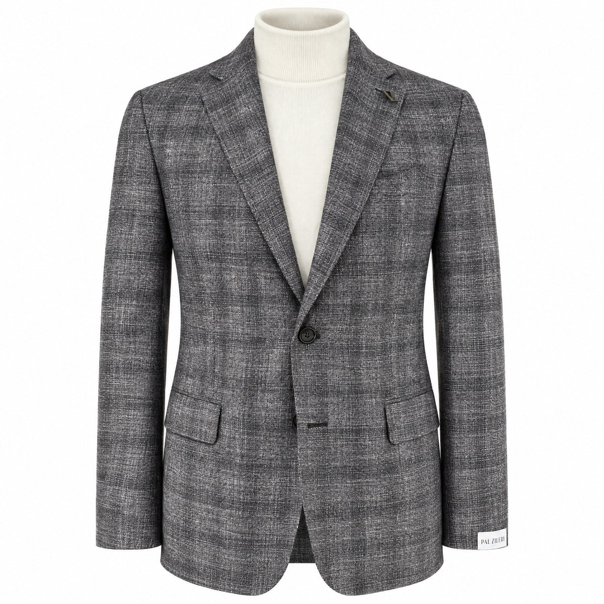 Pal Zileri Sport Coat In Brera Model Wool & Bamboo in Gray Windowpane