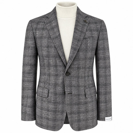 Pal Zileri Sport Coat In Brera Model Wool & Bamboo in Gray Windowpane