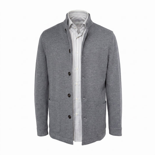 Fradi Wool and Cotton Jersey Billionaire Jacket in Grey