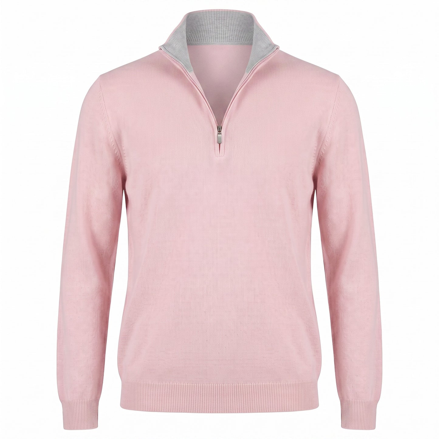 Gran Sasso 100% Cashmere Quarter-Zip Sweater in Light Pink