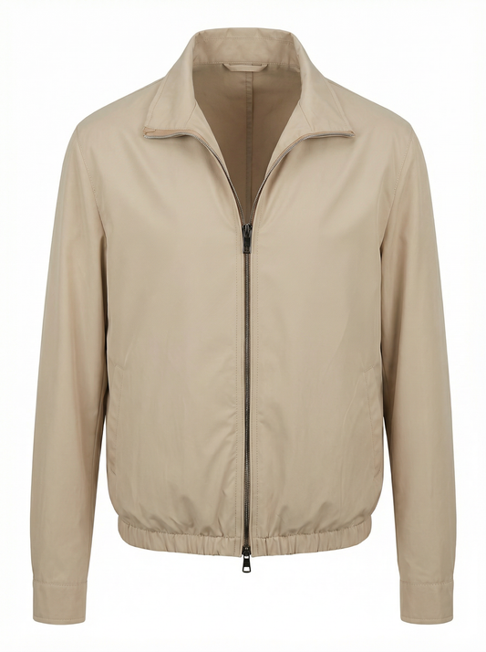 Waterville Soft Nylon Stretch Bomber in Light Taupe