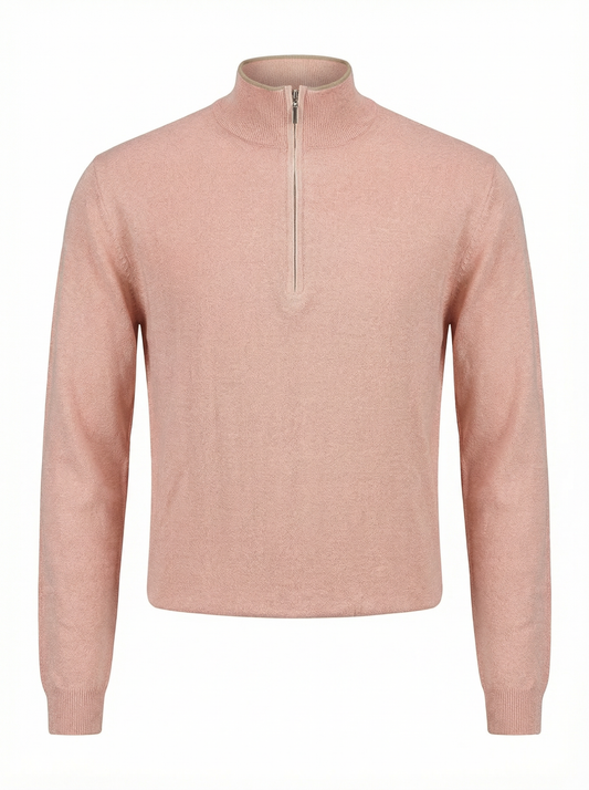 Codice Quarter-Zip Long Sleeve Cotton Sweater in Orange