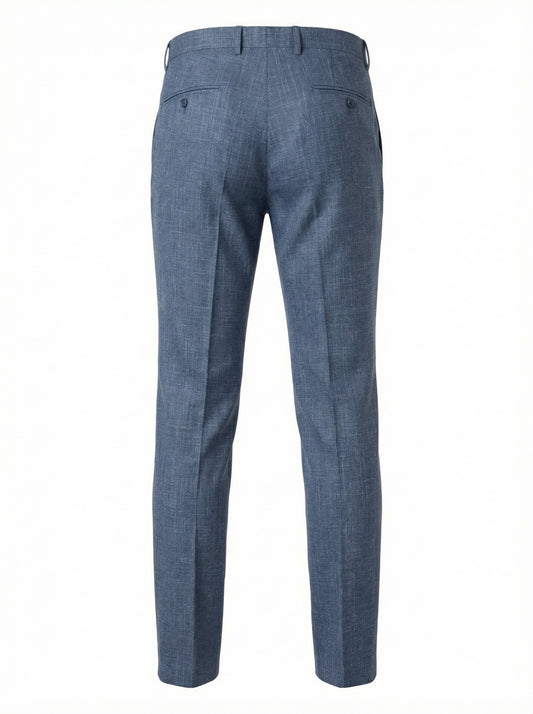 Canali Siena Classic Fit Linen Wool Blend Dress Pants in Mid Blue