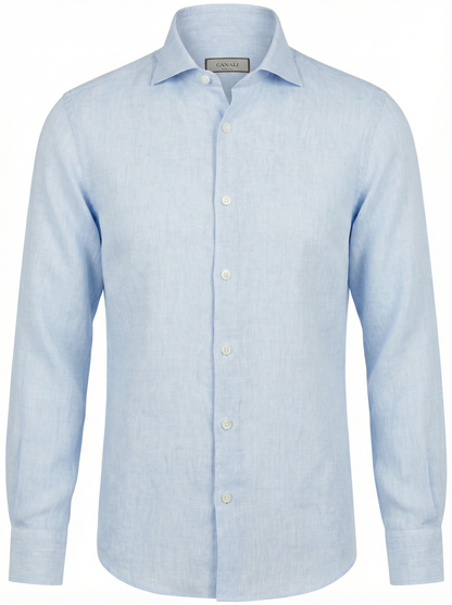Canali Linen Sport Shirt in Light Blue