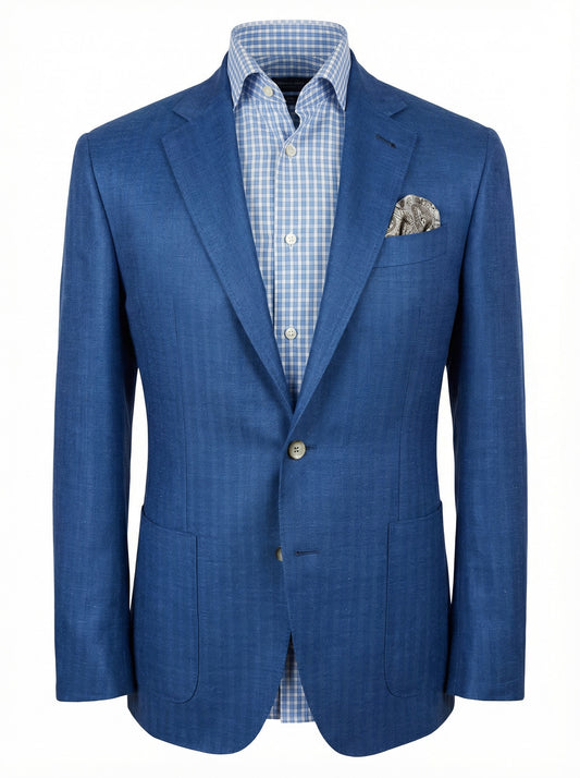 Canali Kei Model Wool, Silk and Linen Sport Coat in Royal Blue