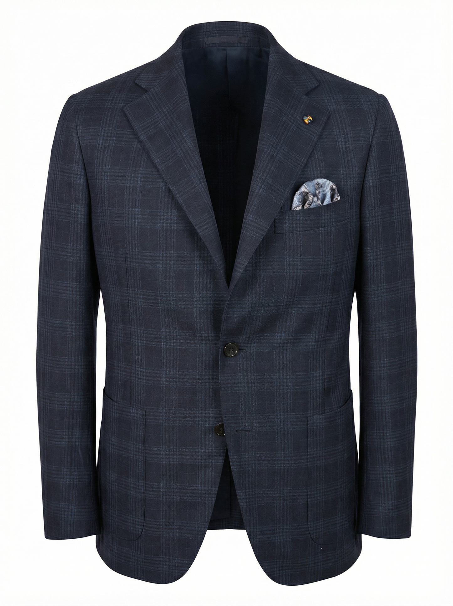 Belvest Jacket-in-the-Box Sport Coat Super 130 Wool Prince of Wales Pattern in Dark Blue