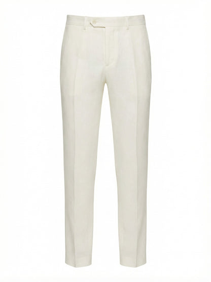 Canali Siena Classic Fit  Linen Dress Pants in White